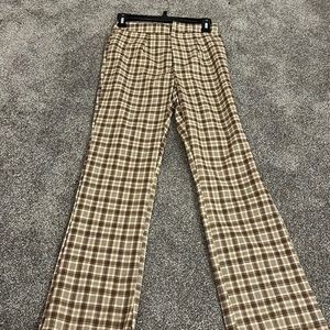 Brown and cream plaid pants. Size: small. Worn once. From SHEIN. Thin pants